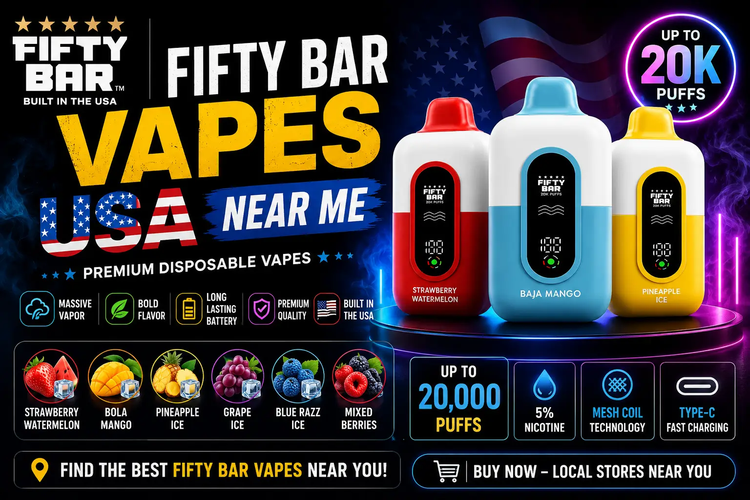 Fifty Bar Vapes USA Near Me